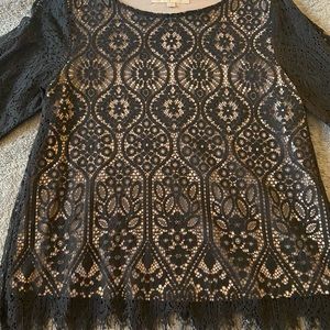 Black lace LOFT top